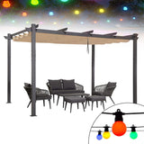 PURPLE LEAF Outdoor Pergola with Retractable Canopy Aluminum Shelter for Porch Garden Beach Shade Pavilion Pergola Modern Backyard Deck