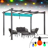 PURPLE LEAF Outdoor Pergola with Retractable Canopy Aluminum Shelter for Porch Garden Beach Shade Pavilion Pergola Modern Backyard Deck