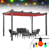 PURPLE LEAF Outdoor Pergola with Retractable Canopy Aluminum Shelter for Porch Garden Beach Shade Pavilion Pergola Modern Backyard Deck