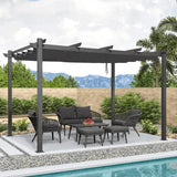 PURPLE LEAF Outdoor Pergola with Retractable Canopy Aluminum Shelter for Porch Garden Beach Shade Pavilion Pergola Modern Backyard Deck