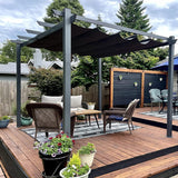 PURPLE LEAF Outdoor Pergola with Retractable Canopy Aluminum Shelter for Porch Garden Beach Shade Pavilion Pergola Modern Backyard Deck