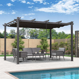 PURPLE LEAF Outdoor Pergola with Retractable Canopy Aluminum Shelter for Porch Garden Beach Shade Pavilion Pergola Modern Backyard Deck