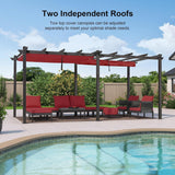 PURPLE LEAF Outdoor Pergola with Retractable Canopy Aluminum Shelter for Beach Porch Garden Shade Pavilion Pergola with Curtains