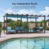 PURPLE LEAF Outdoor Pergola with Retractable Canopy Aluminum Shelter for Porch Garden Beach Shade Pavilion Pergola Modern Backyard Deck