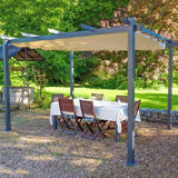 PURPLE LEAF Outdoor Pergola with Retractable Canopy Aluminum Shelter for Beach Porch Garden Shade Pavilion Pergola with Curtains