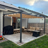 PURPLE LEAF Outdoor Pergola with Retractable Canopy Aluminum Shelter for Porch Garden Beach Shade Pavilion Pergola Modern Backyard Deck