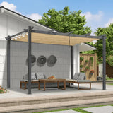 PURPLE LEAF Outdoor Pergola with Retractable Canopy Aluminum Shelter for Beach Porch Garden Shade Pavilion Pergola with Curtains