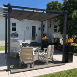 PURPLE LEAF Outdoor Pergola with Retractable Canopy Aluminum Shelter for Porch Garden Beach Shade Pavilion Pergola Modern Backyard Deck