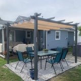 PURPLE LEAF Outdoor Pergola with Retractable Canopy Aluminum Shelter for Porch Garden Beach Shade Pavilion Pergola Modern Backyard Deck