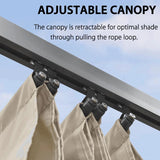 PURPLE LEAF Outdoor Pergola with Retractable Canopy Aluminum Shelter for Beach Porch Garden Shade Pavilion Pergola with Curtains