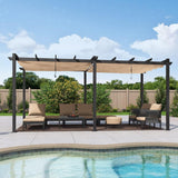 PURPLE LEAF Outdoor Pergola with Retractable Canopy Aluminum Shelter for Porch Garden Beach Shade Pavilion Pergola Modern Backyard Deck