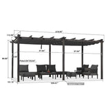 PURPLE LEAF Outdoor Pergola with Retractable Canopy Aluminum Shelter for Porch Garden Beach Shade Pavilion Pergola Modern Backyard Deck