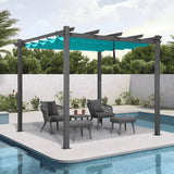 PURPLE LEAF Outdoor Pergola with Retractable Canopy Aluminum Shelter for Porch Garden Beach Shade Pavilion Pergola Modern Backyard Deck