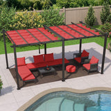 PURPLE LEAF Outdoor Pergola with Retractable Canopy Aluminum Shelter for Porch Garden Beach Shade Pavilion Pergola Modern Backyard Deck
