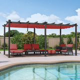 PURPLE LEAF Outdoor Pergola with Retractable Canopy Aluminum Shelter for Porch Garden Beach Shade Pavilion Pergola Modern Backyard Deck