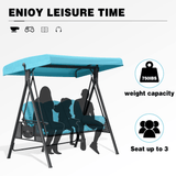 PURPLE LEAF Outdoor Porch Swing with Stand, 3-seat Swing Chair