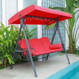 PURPLE LEAF Outdoor Porch Swing with Stand, 3-seat Swing Chair