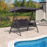 PURPLE LEAF Outdoor Porch Swing with Stand, 3-seat Swing Chair