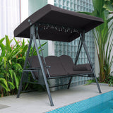 PURPLE LEAF Outdoor Porch Swing with Stand, 3-seat Swing Chair