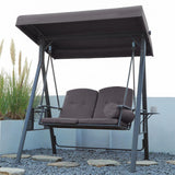 PURPLE LEAF Outdoor Porch Swing with Stand, 3-seat Swing Chair