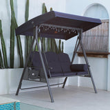 PURPLE LEAF Outdoor Porch Swing with Stand, 3-seat Swing Chair