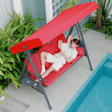 PURPLE LEAF Outdoor Porch Swing with Stand, 3-seat Swing Chair