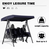 PURPLE LEAF Outdoor Porch Swing with Stand, 3-seat Swing Chair