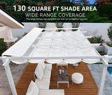 PURPLE LEAF Outdoor Retractable Pergola with Double Sun Shade Canopy White Heavy-Duty Aluminum Pergola Patio Modern Pergola for Garden Deck Backyard