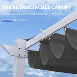 PURPLE LEAF Outdoor Retractable Pergola with Double Sun Shade Canopy White Heavy-Duty Aluminum Pergola Patio Modern Pergola for Garden Deck Backyard