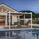 PURPLE LEAF Outdoor Retractable Pergola with Double Sun Shade Canopy White Heavy-Duty Aluminum Pergola Patio Modern Pergola for Garden Deck Backyard