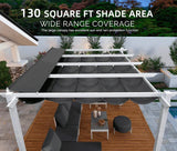 PURPLE LEAF Outdoor Retractable Pergola with Double Sun Shade Canopy White Heavy-Duty Aluminum Pergola Patio Modern Pergola With Curtains