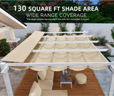 PURPLE LEAF Outdoor Retractable Pergola with Double Sun Shade Canopy White Heavy-Duty Aluminum Pergola Patio Modern Pergola With Curtains