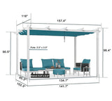 PURPLE LEAF Outdoor Retractable Pergola with Double Sun Shade Canopy White Heavy-Duty Aluminum Pergola Patio Modern Pergola With Curtains