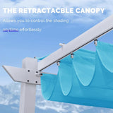 PURPLE LEAF Outdoor Retractable Pergola with Double Sun Shade Canopy White Heavy-Duty Aluminum Pergola Patio Modern Pergola for Garden Deck Backyard