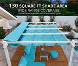 PURPLE LEAF Outdoor Retractable Pergola with Double Sun Shade Canopy White Heavy-Duty Aluminum Pergola Patio Modern Pergola for Garden Deck Backyard
