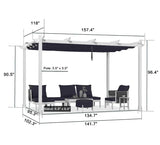 PURPLE LEAF Outdoor Retractable Pergola with Double Sun Shade Canopy White Heavy-Duty Aluminum Pergola Patio Modern Pergola for Garden Deck Backyard