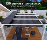 PURPLE LEAF Outdoor Retractable Pergola with Double Sun Shade Canopy White Heavy-Duty Aluminum Pergola Patio Modern Pergola for Garden Deck Backyard