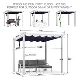 PURPLE LEAF Outdoor Retractable Pergola with Sun Shade Canopy Cover White Patio Metal Shelter for Garden Pavilion Grill Gazebo Grape Trellis Pergola