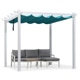 PURPLE LEAF Outdoor Retractable Pergola with Sun Shade Canopy Cover White Patio Metal Shelter for Garden Pavilion Grill Gazebo Grape Trellis Pergola