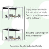 PURPLE LEAF Outdoor Retractable Pergola with Sun Shade Canopy Cover White Patio Metal Shelter for Garden Pavilion Grill Gazebo Grape Trellis Pergola
