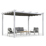 PURPLE LEAF Outdoor Retractable Pergola with Sun Shade Canopy Cover White Patio Metal Shelter for Garden Pavilion Grill Gazebo Grape Trellis Pergola