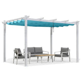 PURPLE LEAF Outdoor Retractable Pergola with Sun Shade Canopy Cover White Patio Metal Shelter for Garden Pavilion Grill Gazebo Grape Trellis Pergola