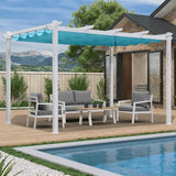 PURPLE LEAF Outdoor Retractable Pergola with Sun Shade Canopy Cover White Patio Metal Shelter for Garden Pavilion Grill Gazebo Grape Trellis Pergola