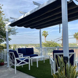 PURPLE LEAF Outdoor Retractable Pergola with Sun Shade Canopy Cover White Patio Metal Shelter for Garden Pavilion Grill Gazebo Grape Trellis Pergola