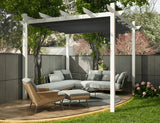 PURPLE LEAF Outdoor Retractable Pergola with Sun Shade Canopy Cover White Patio Metal Shelter for Garden With Curtains