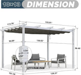 PURPLE LEAF Outdoor Retractable Pergola with Sun Shade Canopy Cover White Patio Metal Shelter for Garden Pavilion Grill Gazebo Grape Trellis Pergola