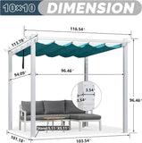 PURPLE LEAF Outdoor Retractable Pergola with Sun Shade Canopy Cover White Patio Metal Shelter for Garden Pavilion Grill Gazebo Grape Trellis Pergola