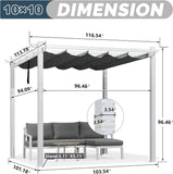 PURPLE LEAF Outdoor Retractable Pergola with Sun Shade Canopy Cover White Patio Metal Shelter for Garden Pavilion Grill Gazebo Grape Trellis Pergola