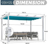 PURPLE LEAF Outdoor Retractable Pergola with Sun Shade Canopy Cover White Patio Metal Shelter for Garden Pavilion Grill Gazebo Grape Trellis Pergola