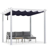 PURPLE LEAF Outdoor Retractable Pergola with Sun Shade Canopy Cover White Patio Metal Shelter for Garden Pavilion Grill Gazebo Grape Trellis Pergola